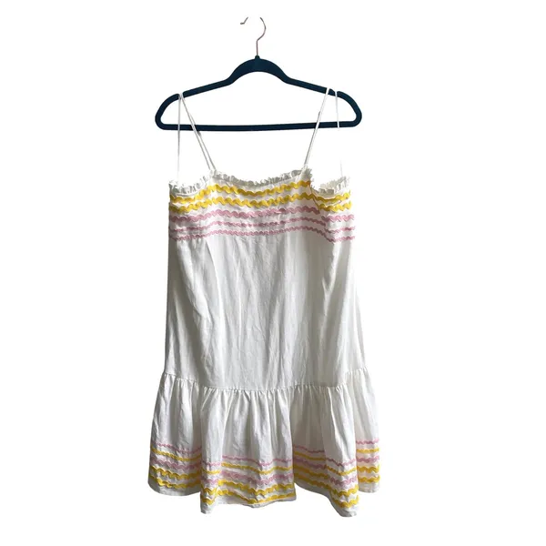Lisa Marie Fernandez Target Dress Womens M White Ric Rac Summer Linen Blend Mini - Image 3