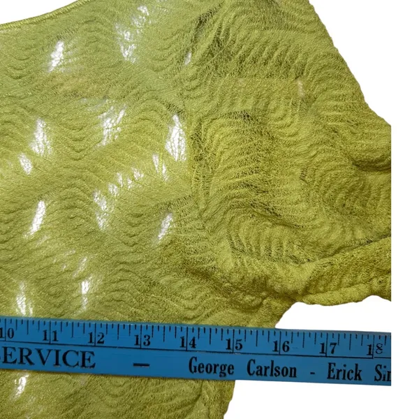Zara Womens Lime Green Pointelle Knit Open Back Long‎ Sleeve Top Size Medium - Image 5