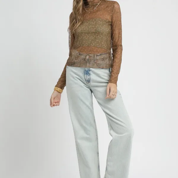 Umgee Nylon Lace Mesh Long‎ Sleeve Top - Image 4