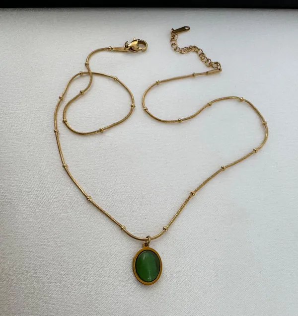 Green Crystal Pendant Necklace for Women - Image 6