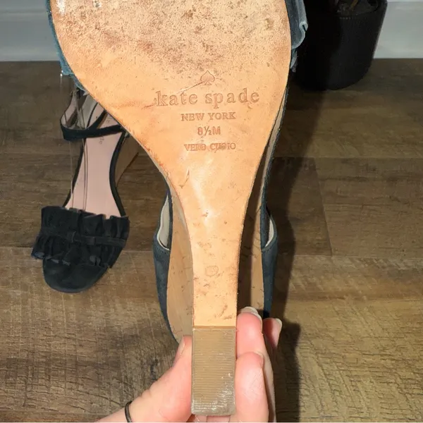 Kate Spade Black and Tan Cork Wedge Sandals - Image 5