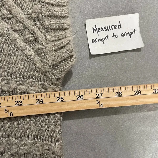 Lagenlook One Size Gray Chunky Cable Knit Wool Cardigan Cozy Minimalist Boho - Image 8