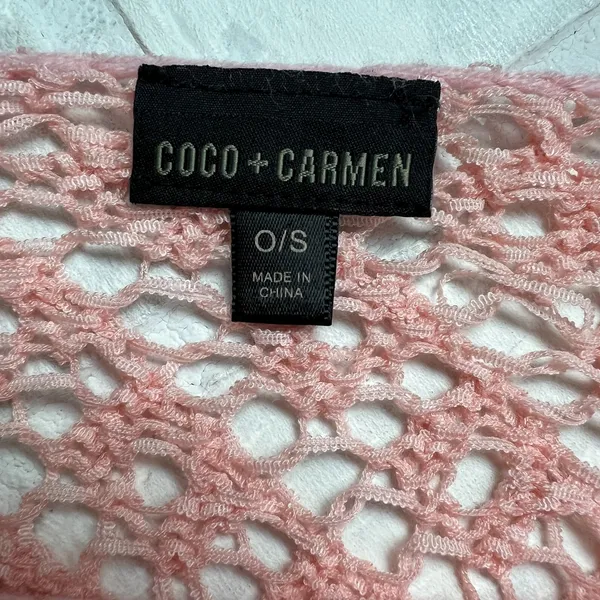 Coco Carmen Crochet Sweater OS Pink Open Knit Pullover Oversized‎ Beachy Relaxed - Image 9