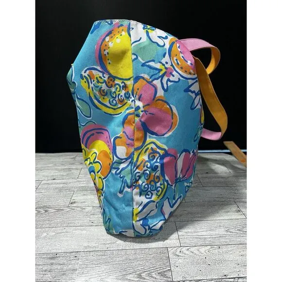Lilly Pulitzer For Estee‎ Louder Multicolor Floral Strap Canvas Tore Beach Bag - Image 3