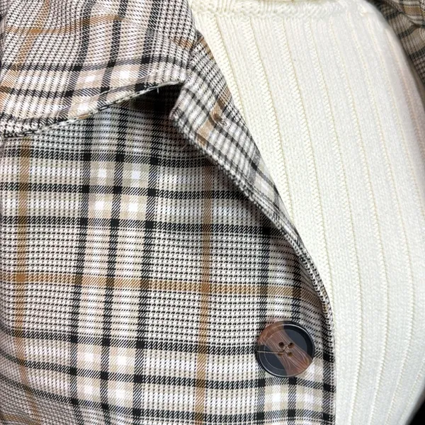 J. Ferrar Brown/White/Black Plaid Trench Coat Size L NWT - Image 2