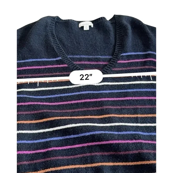 Allison Joy Evereve Multi Striped V-Neck Sweater Womens Colorful Knit Pullover - Image 6