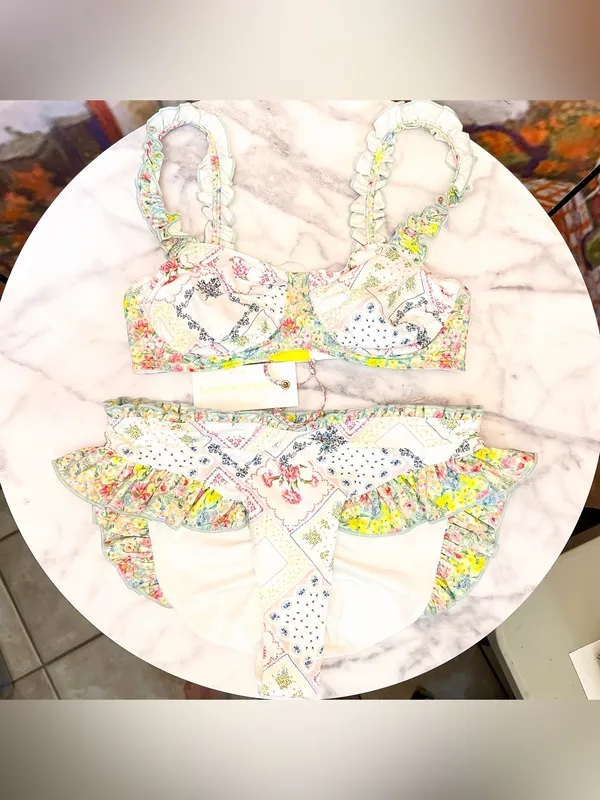 LoveShackFancy Annika Ruffle Bikini Daydream Multi Small NWT - Image 3