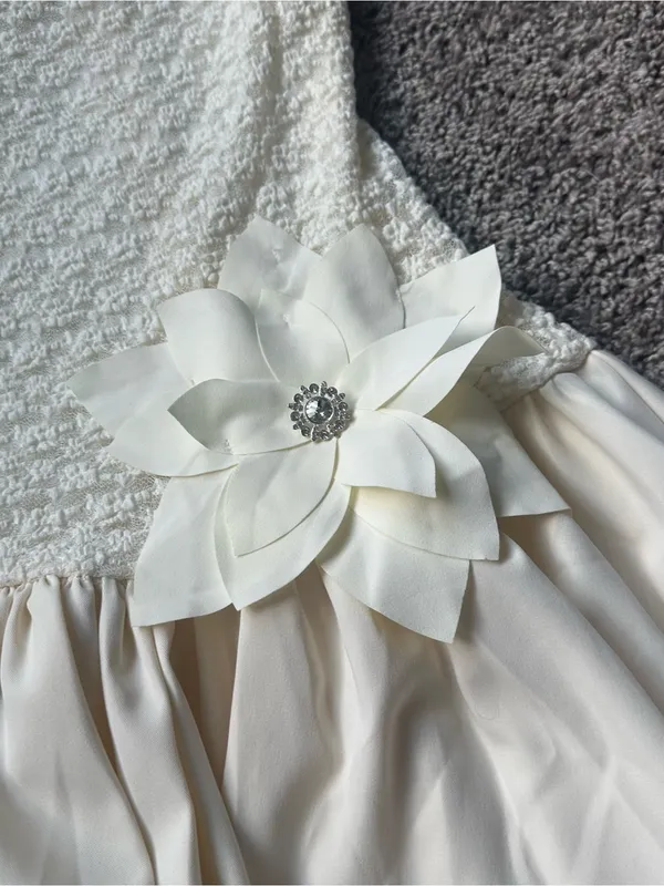 Ivory Flower Vietnam Made Bridal Accent Bubble Dress and Bloomers - Image 3