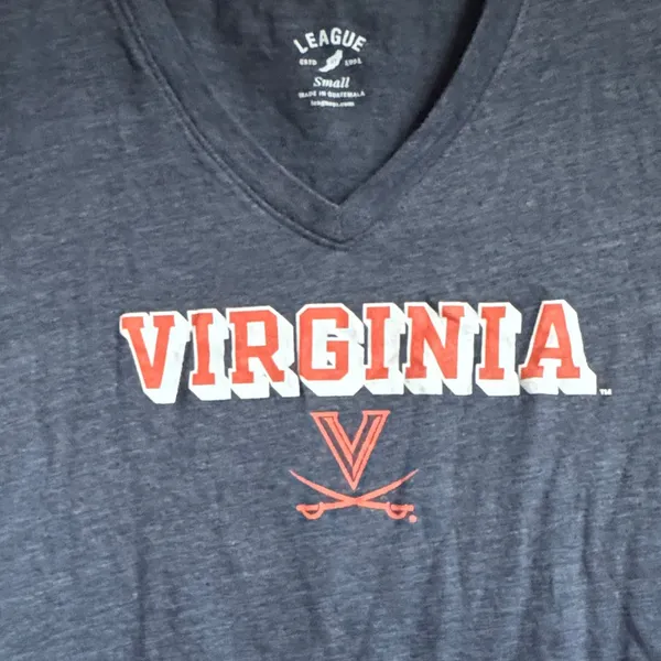 UVA University of Virginia League Women's V-Neck Tee Shirt, Small - Image 2
