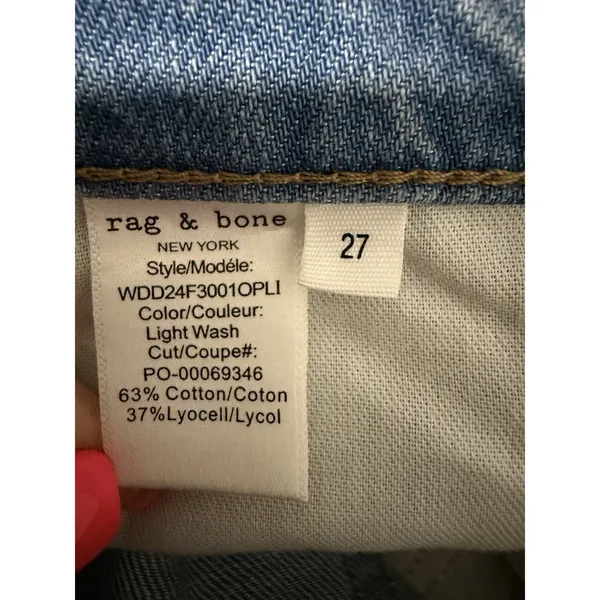 Rag & Bone Lori Mid-Rise‎ Crop Jeans Light Wash Women's Size 27 - Image 12