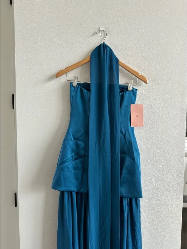 Anthropologie Mare Mare Natalie Strapless Stretch Satin Chiffon Maxi Dress XS - Image 5
