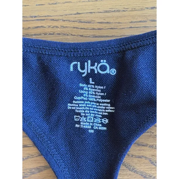 Ryka Women’s Blue Solid Racerback Sports Bra L Padded Wireless Pullover - Image 3