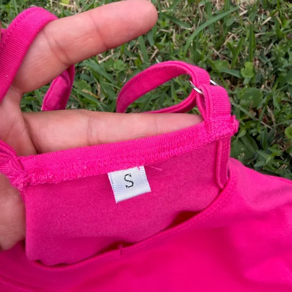 Hot Pink Harem Romper Pocket Slouchy Lounge Romper Adjustable Straps Size S - Image 5
