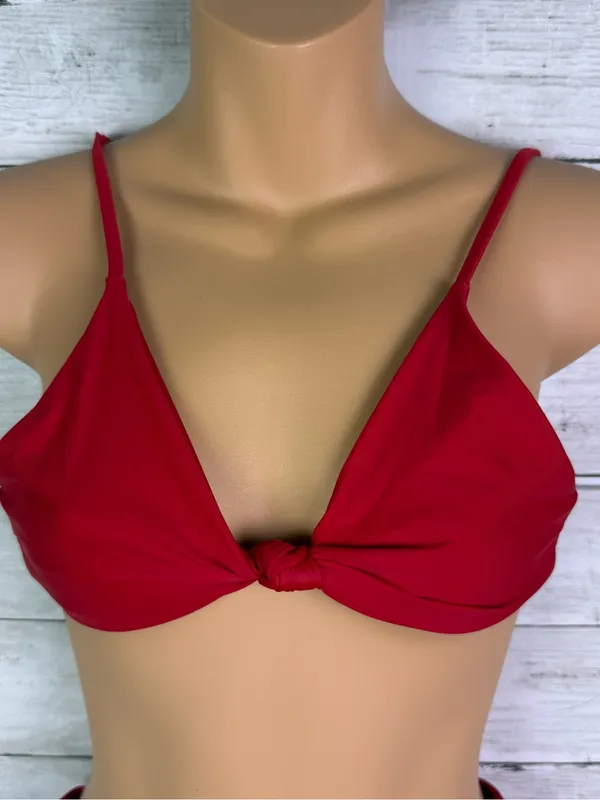 Quince Italian Knot Triangle Bikini Top Cherry Red Size Small - Image 2