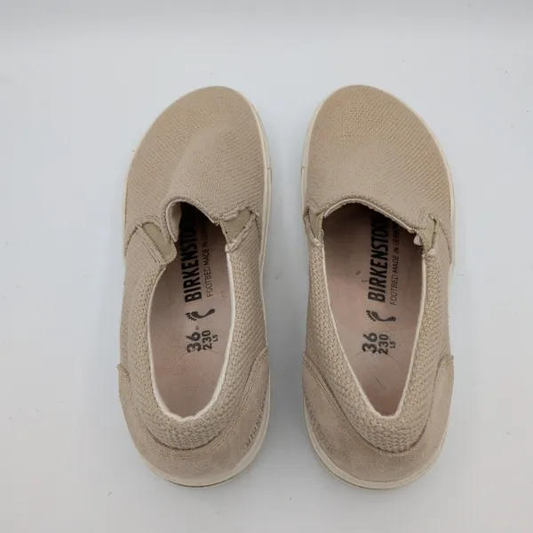 Birkenstock Oswego Sandcastle Beige Canvas Suede Slip On Sneakers Women 36 5 5.5 - Image 6