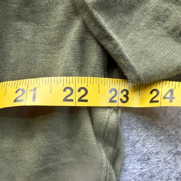 Aerie Haute Cafe Paris Graphic T-Shirt Olive Green Raw Edge Relaxed‎ Fit Medium - Image 3