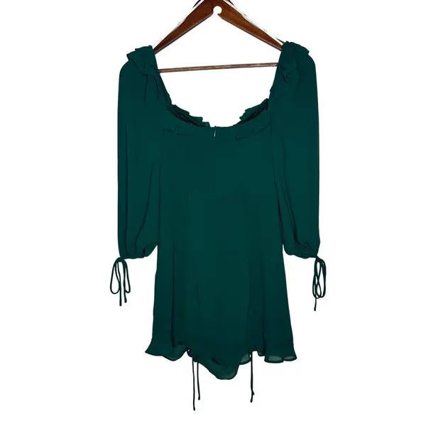 NWT Lulus It Happened in Dublin Forest Green Ruched Lace-up mini dress Sz XS‎ - Image 8