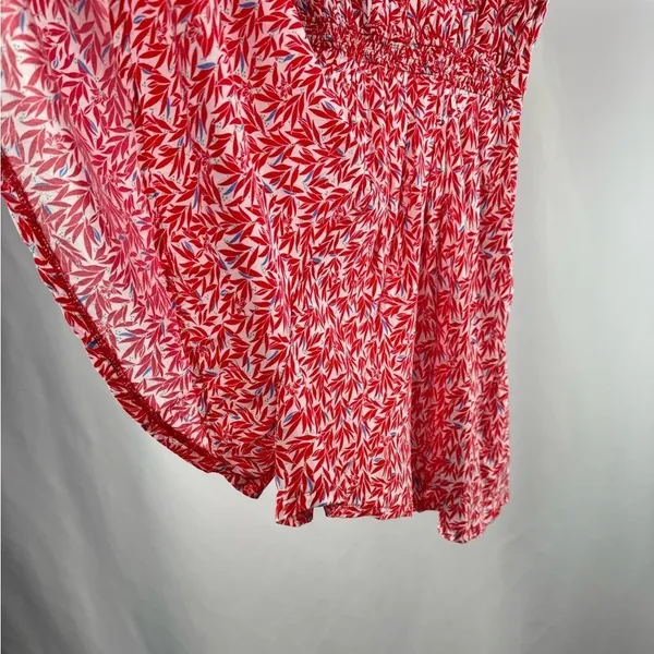 Lulus Dondi Print Tie-Front Short Sleeve Romper in Red and‎ White Size Small - Image 12