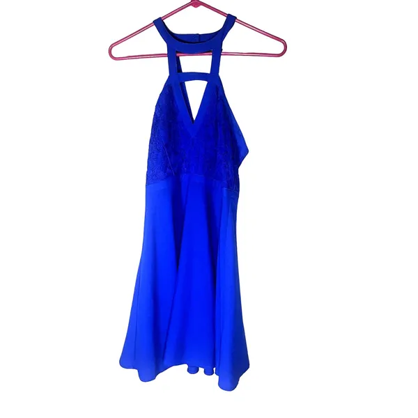 Lulus All My Daydreams blue skater dress‎ sleeveless Lace bodice sz S - Image 2
