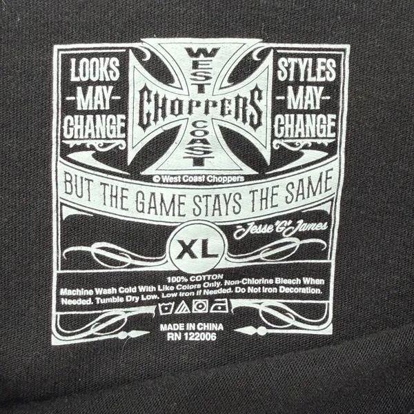 West Coast Choppers Austin TX Graphic Crop Top Black XL Short Sleeve‎ Shirt - Image 3