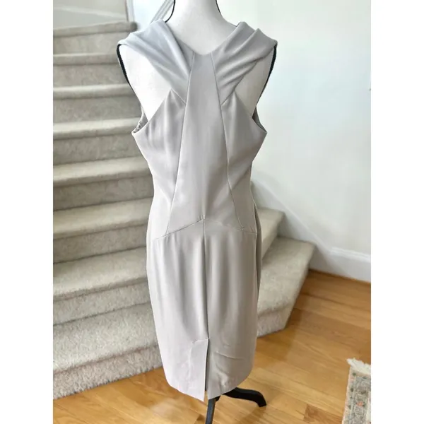 AQ/AQ Oyster Veronika Grey Cowl Neck Sleeveless Sheath Dress - Image 5