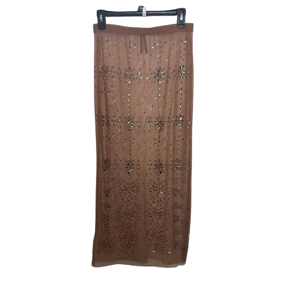 Anthropologie Crystal Sheer Maxi Skirt XS Fairycore Mesh Bling Ethereal - Image 3