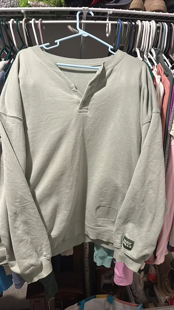 Daily Drills Fleece Henley—Harbor, XS/S. - Image 5