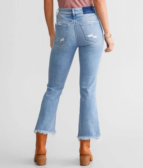 Flying Monkey High Rise Cropped Flare Stretch Jeans. Blue Size 4 - Image 2