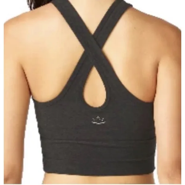 Beyond Yoga Studio Space Dye Cross Back Heather Black Gym Fitness Tank Top M - Image 2