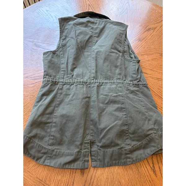 Sebby‎ Utility Vest Olive Green Drawstring Pockets Size S - Image 4