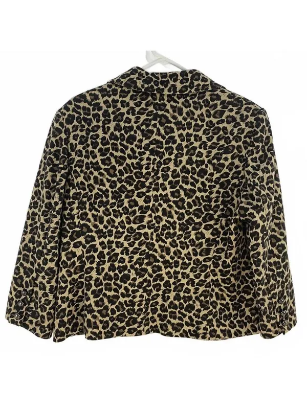 Marks & Spencer Leopard Print Button Shoulder Pads Blazer Size 12 Brown - Image 2