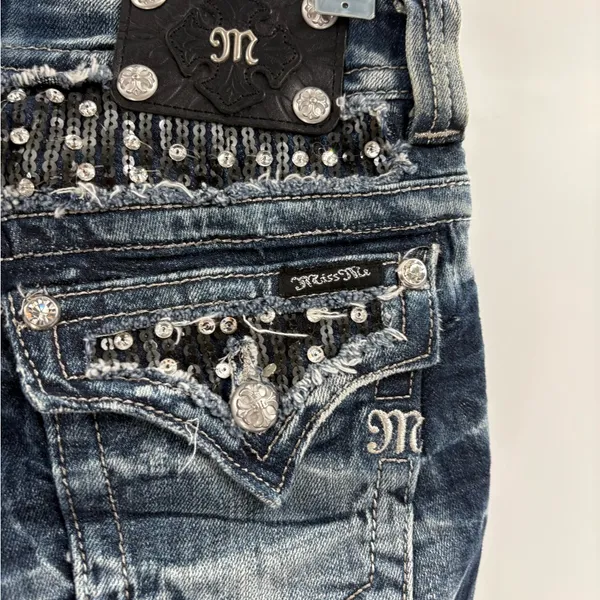 Miss me buckle embroidered Y2K 2000s 90s bootcut blue jeans size 29x3.5 long - Image 10