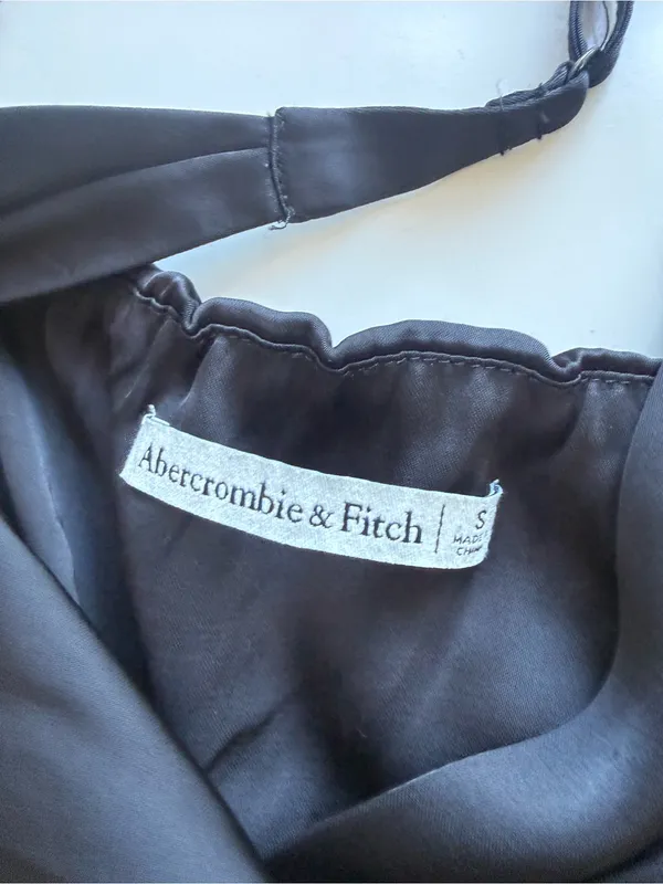Abercrombie & Fitch Satin Draped Midi Dress Black Size Small - Image 6