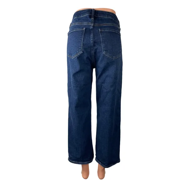 Quince Women's Blue High Rise Capri Baggy Straight Wide Leg Denim Jeans Pants 31 - Image 4