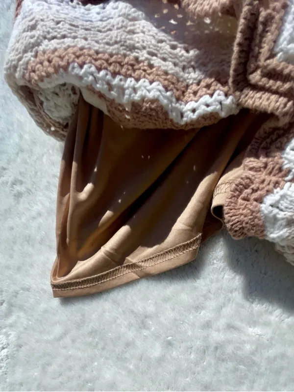 Hippie Rose Tan Ribbed‎ Knit shorts with Satin Lining - Image 10