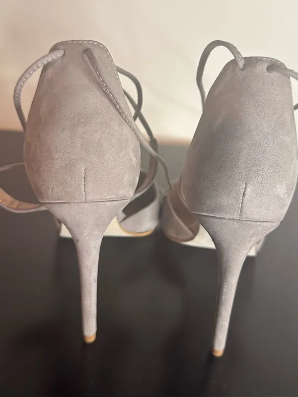 Steve Madden Raela Suede Lace-Up Pointed Toe Heels in Taupe - Image 4