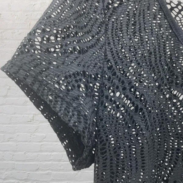 Alexa & Stella Black Crochet Mesh Swim Cover-Up Dress L Beachy Summerdress Chic - Image 8