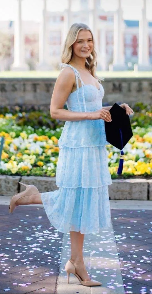 Lulu’s Vineyard Visit Blue Embroidered Tie-Strap Tiered Midi Dress Light Blue L - Image 5