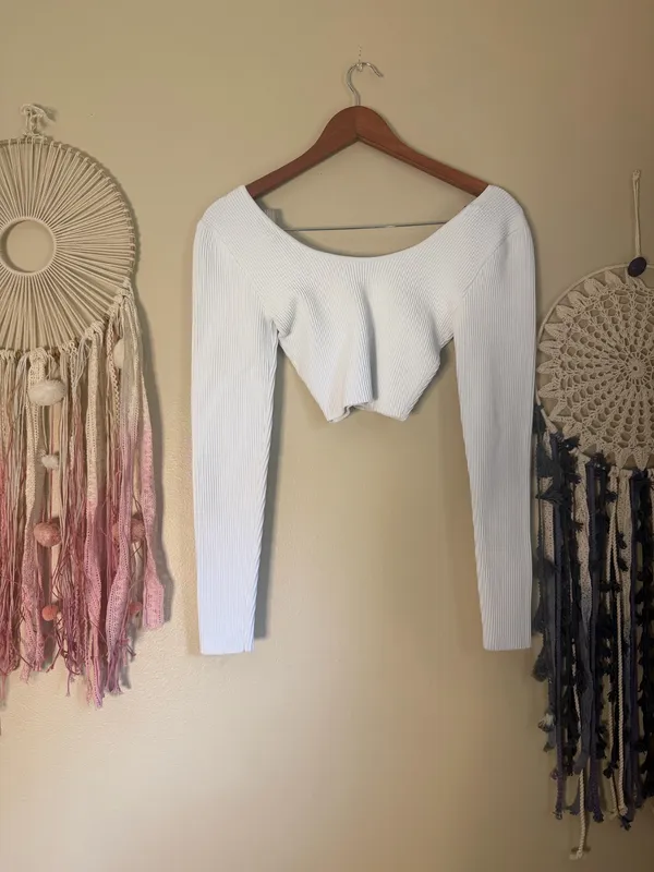 Babaton Sculpt Knit Ribbed Top White Size Small - Image 2
