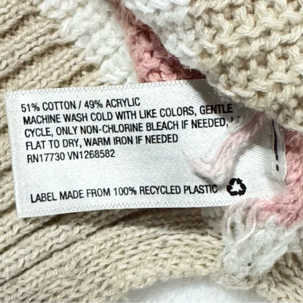Wild Fable Tan Pink Stripe V Neck Sweater - Size: Medium - Image 5