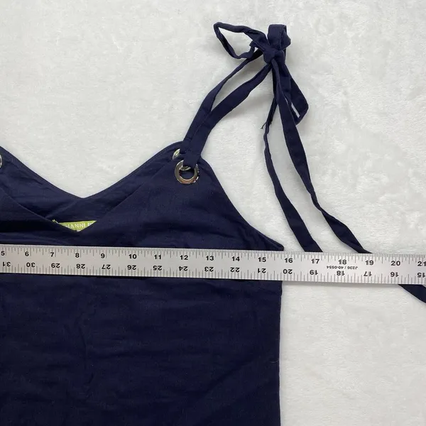 Gianni Bini Navy‎ Blue Nancy Sundress Linen/Cotton Strap Ties Grommet Size XS - Image 2