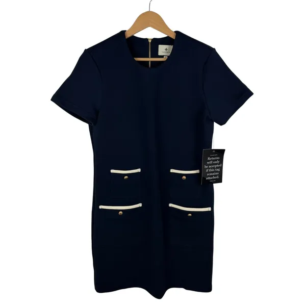 NWT Tuckernuck Francoise Dress Small Navy Knit Shift Old Money‎ Preppy Classic - Image 2