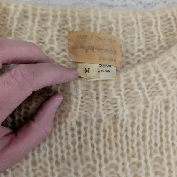 Vintage‎ Sanger-Harris Italy Mohair Wool Novelty Scenic Sweater Cream Medium - Image 5