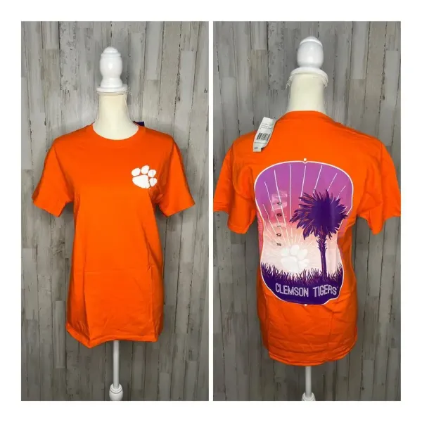 Hanes NWT Clemson Tigers Orange Scenic Back‎ Design Unisex Short Sleeve T-Shirt - Image 2