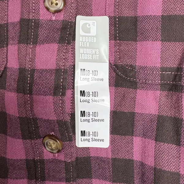 Carhartt Rugged Flex Womens Plaid Flannel Shirt Loose Fit Purple Medium M‎ - Image 4