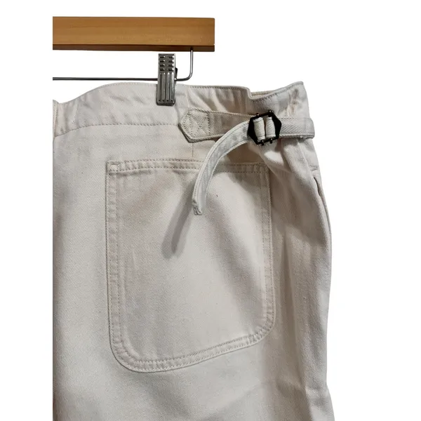 Point Sur J.crew Women's side tab trouser ecru wash pants Cotton #BY093‎ - Image 7