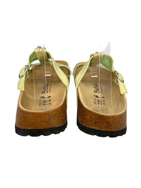 Betula x Birkenstock Iridescent Green Jewel Accents Snake Embossed Strap Size 8 - Image 5