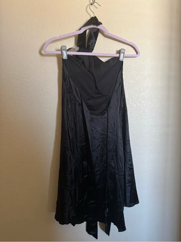 Klassy‎ Network Halter Satin Mini Dress Sz L NEW Bra-free Party - Image 6