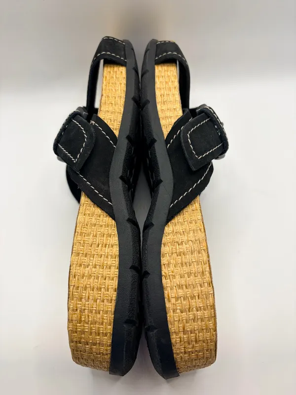 Clarks Collection Black Suede Wedge Slide Sandals Boho Casual Comfort Size 6.5 - Image 7