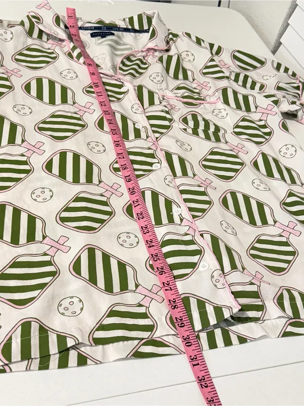 Katie Kime Women’s 2XL Sleepwear Top in Pink and Green Pickleball Print - Image 6